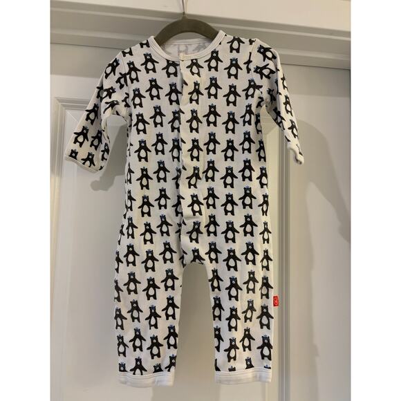 Magnetic Me Organic Cotton Blue White and Black Bears Romper Sleeper 6-9 months - Picture 1 of 5